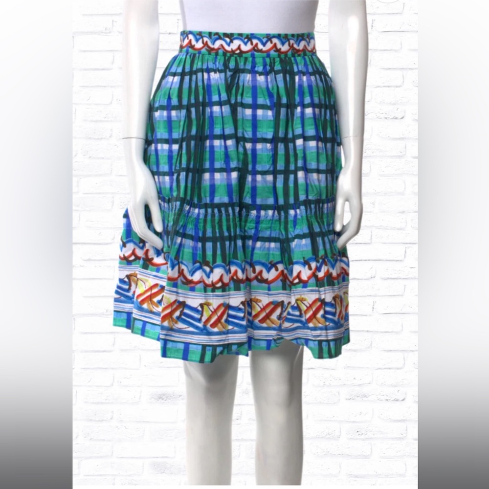 Peter Pilotto Check Blue Printed Cotton Mini Skirt